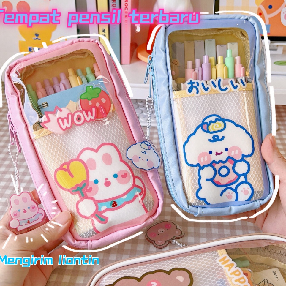 

KODE O3O3 Dilengkapi dengan liontinPencil Case Kotak Pensil Cute Tempat Pencil Fashion Korea Tempat Alat Tulis Kawaii Pencil Tempat Pensil Lucu Anak Cases Large Capacity Box for Girls Office Student Stationery Organizer