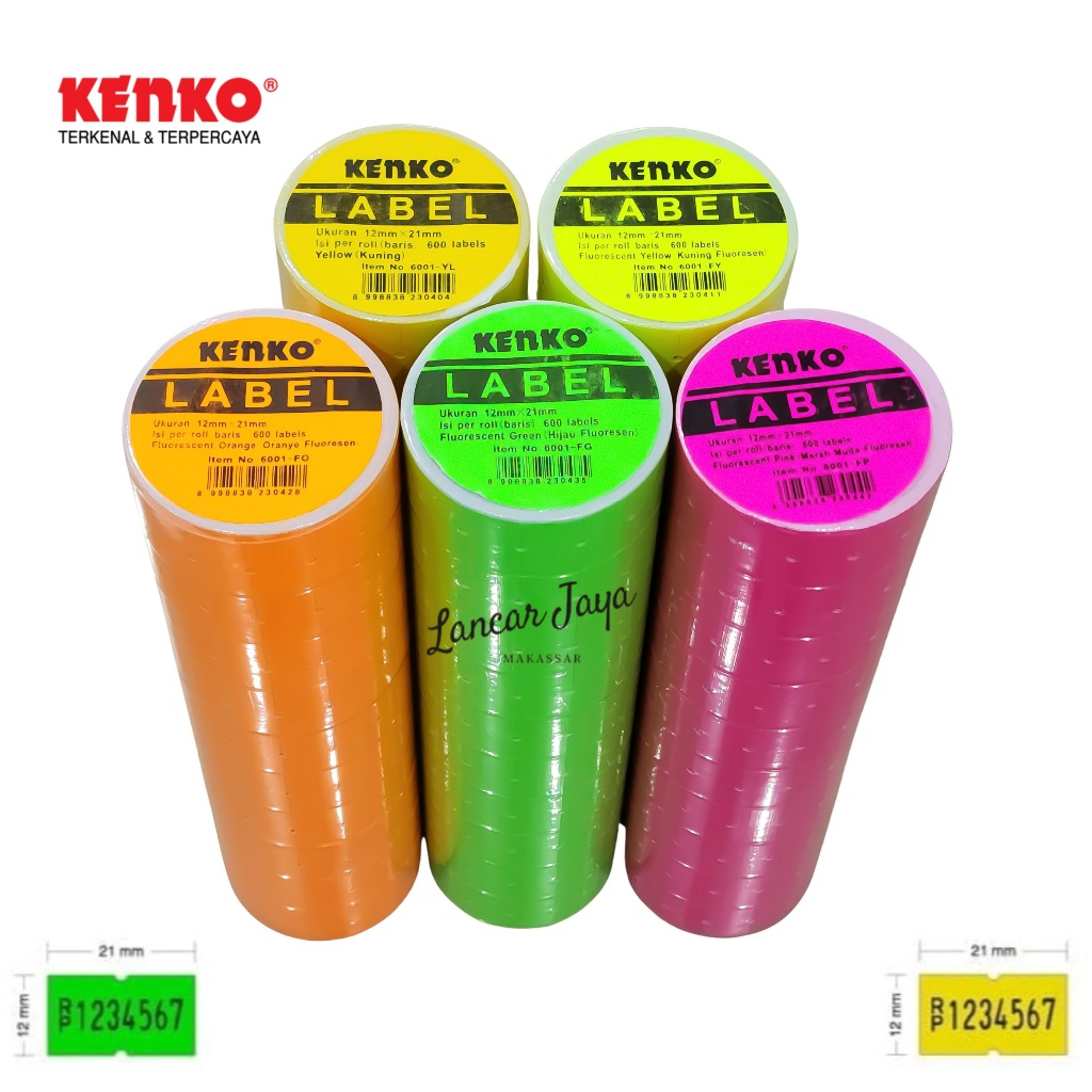 

1 PAK / 10 Pcs Price Label / Label Harga Kenko 1 Baris Warna 6001-