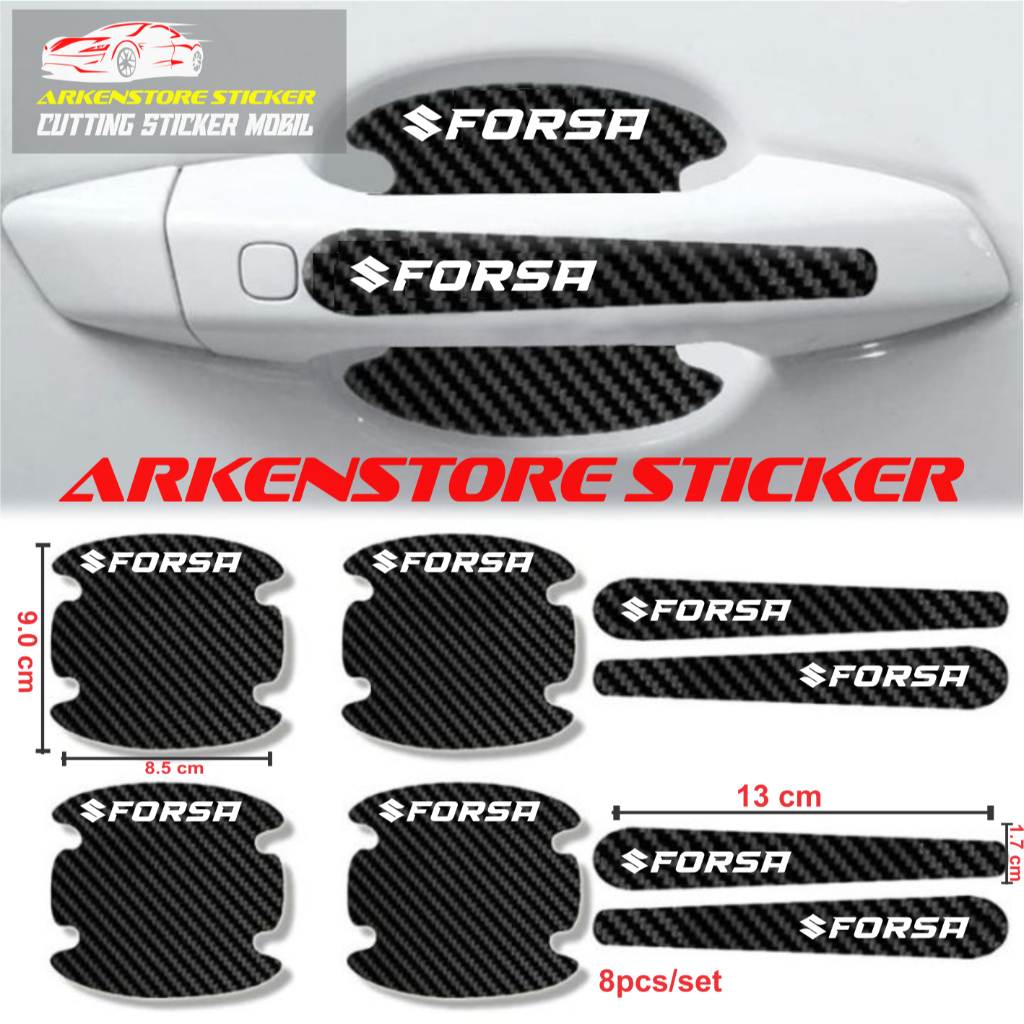 8pcs stiker carbon pelindung gagang pintu mobil forsa sticker anti gores untuk mobil suzuki forsa