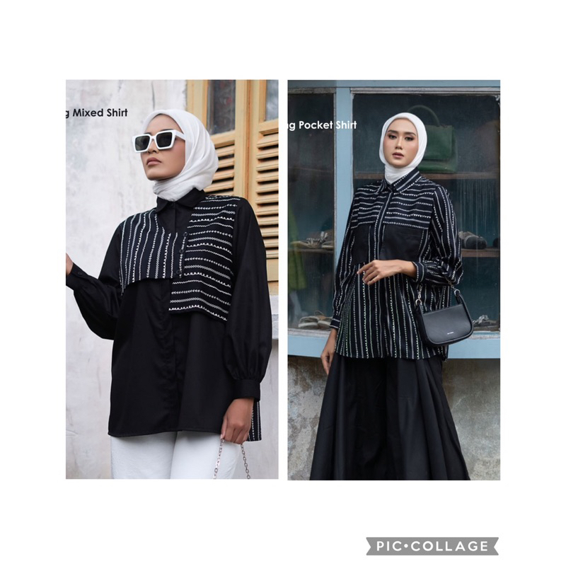 Deenay Blooming Mixed Pocket - Atasan Deenay Hitam