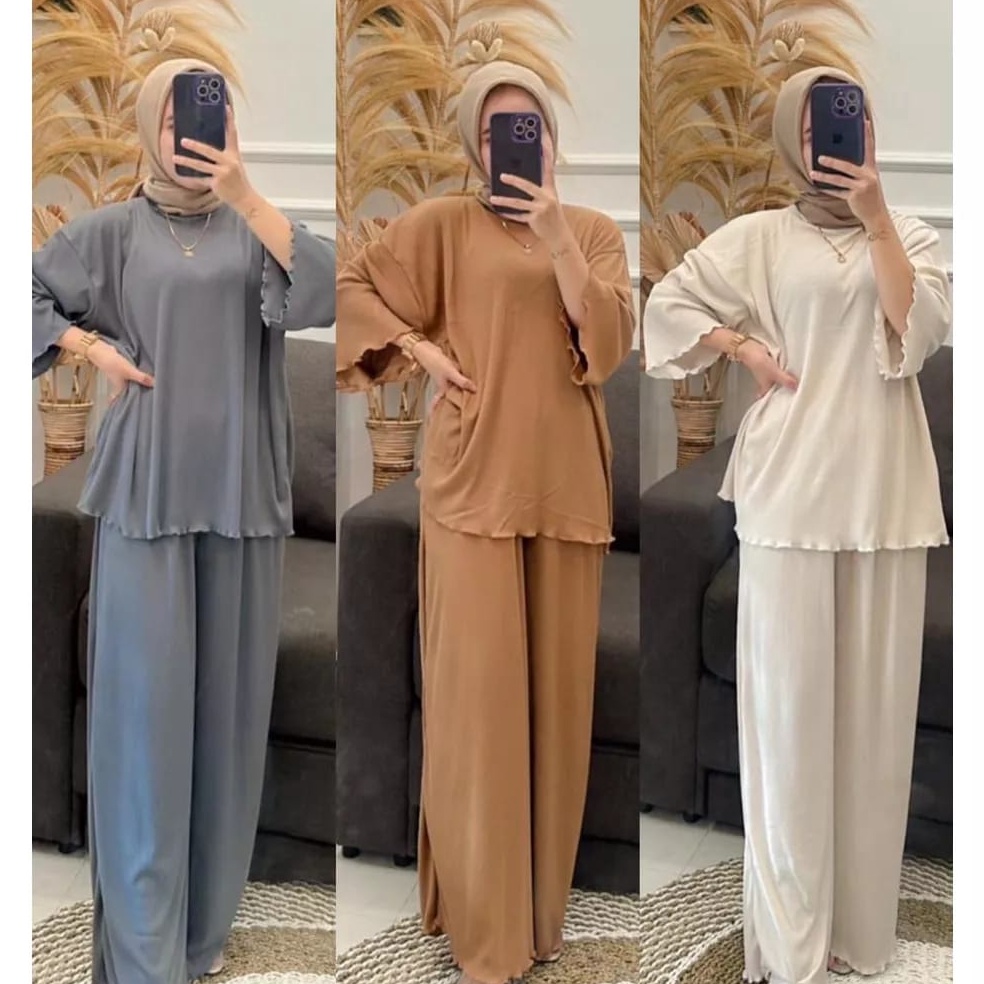 Grosiran AFI  EC   PREMIUM RIB TEBAL  LOREN Setelan Wanita PREMIUM RIB KNIT Kriwil