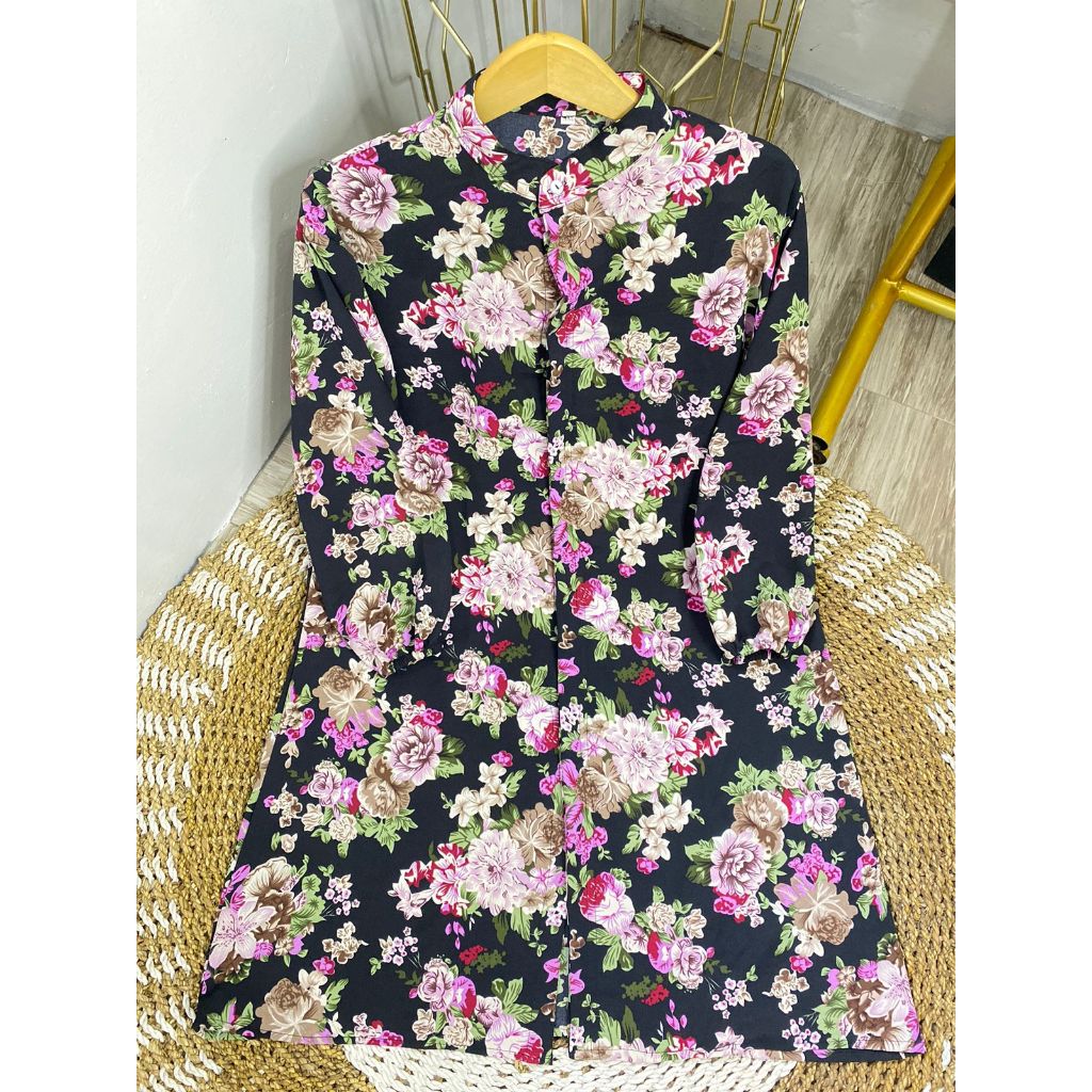 Tunic Crinkel / Tunic Kondangan / Tunic Korea / Atasan Long Tunik Crinkel Motif / Sipia Tunik