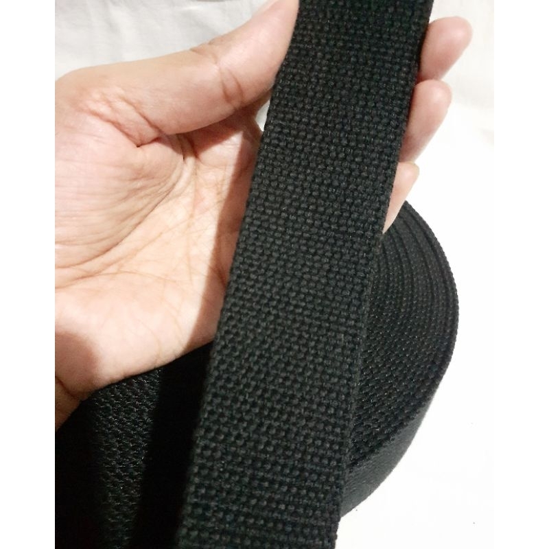 webbing katun hitam lebar 3.8 cm