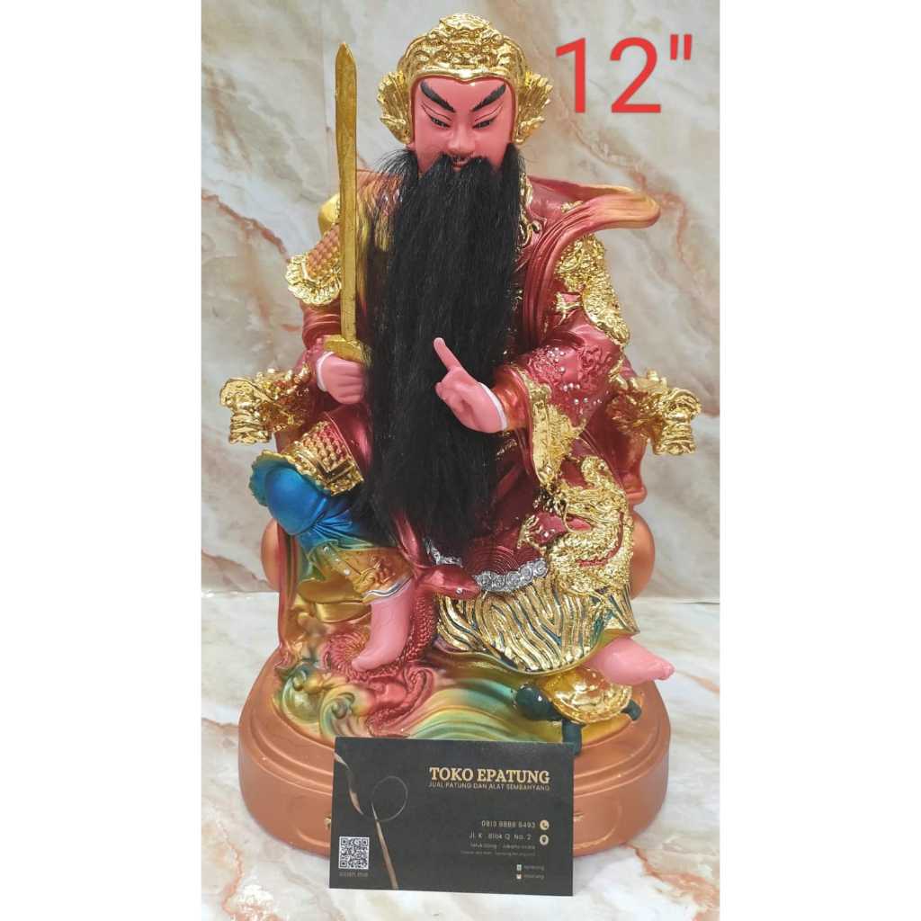 patung dewa hian tian shang ti / siong te kong - merah - fiber - 12 inch - l1 -24