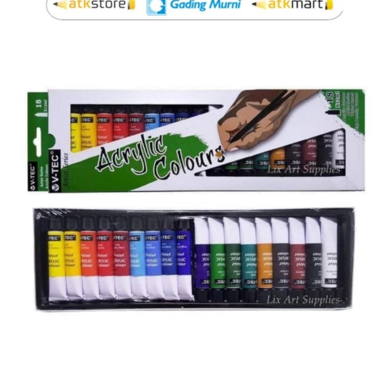 

ART V38D V tec acrylic paint cat akrilik set 18 12 warna color 6 12 ml