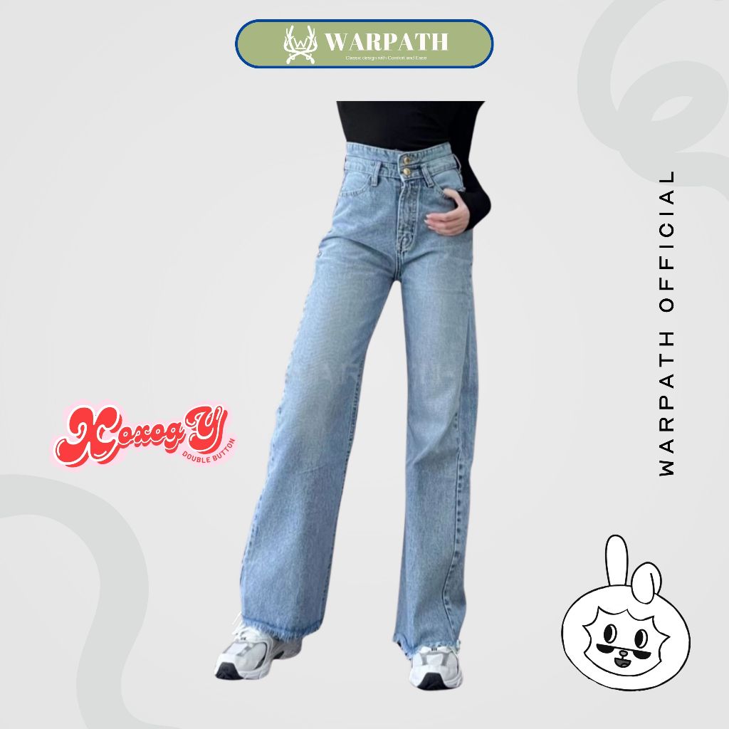 WARPATH - Celana Jeans Kulot Highwaist Xoxogy 8422 Double Kancing Kulot Jeans Wanita Rawis