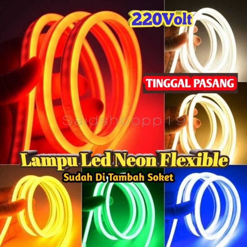 Lampu kamar detak jantung neon flex 220v sudah termasuk colokan atau soket