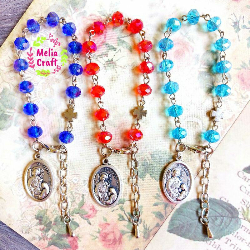 Gelang Rosario St Michael, St Rafael, St Gabriel - Medali Made in Italy - Include Kartu Doa
