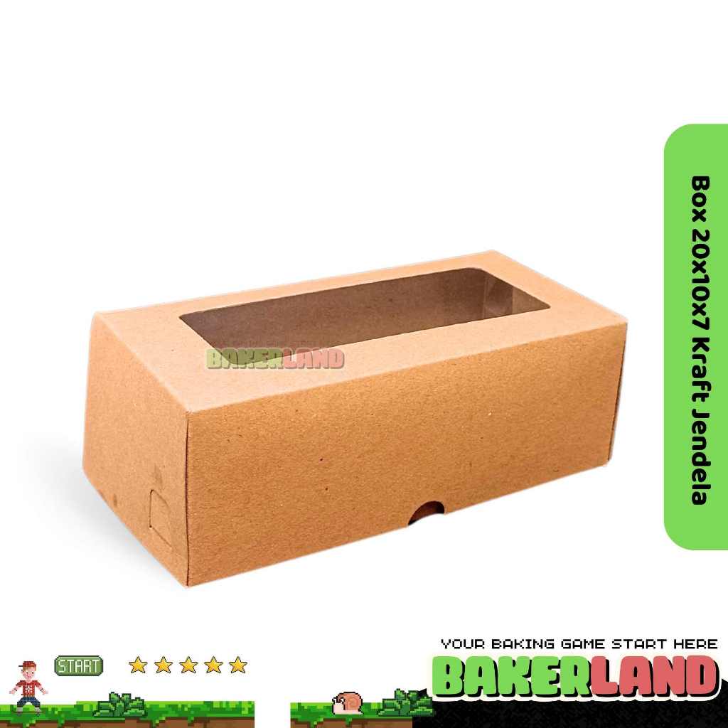 Box 20x10x7 Laminasi Jendela / Box Bolu Gulung / Box Bomboloni / Box Brownies / Dus Bolu Gulung / Du