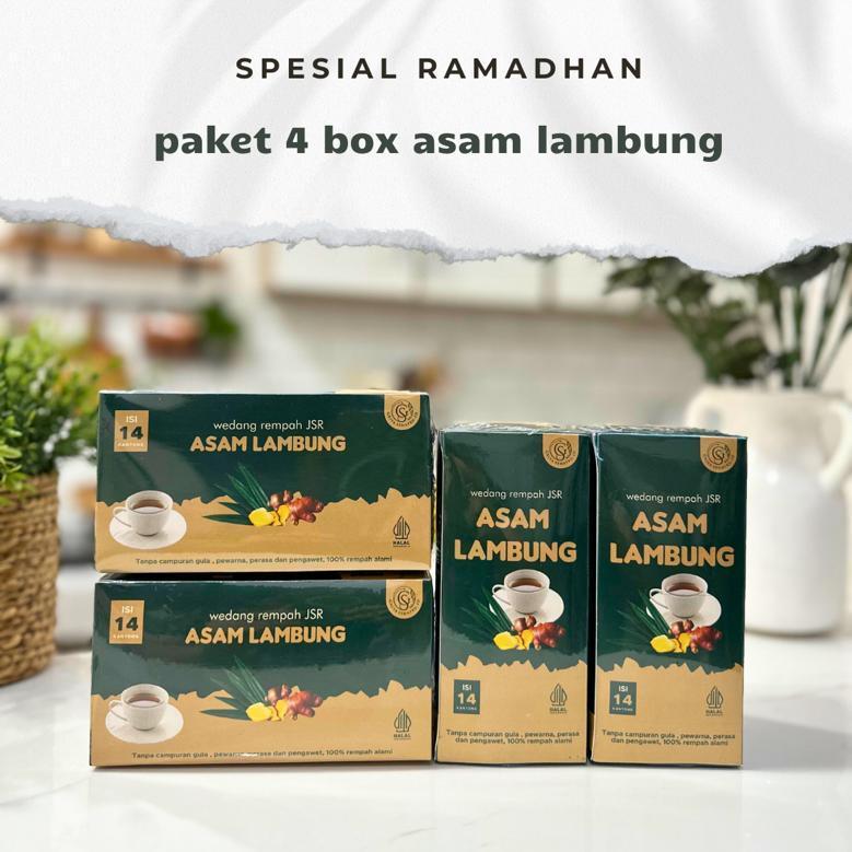 

PAKET HEMAT 4 box wedang Rempah JSR ASAM LAMBUNG 100 % Rempah Alami