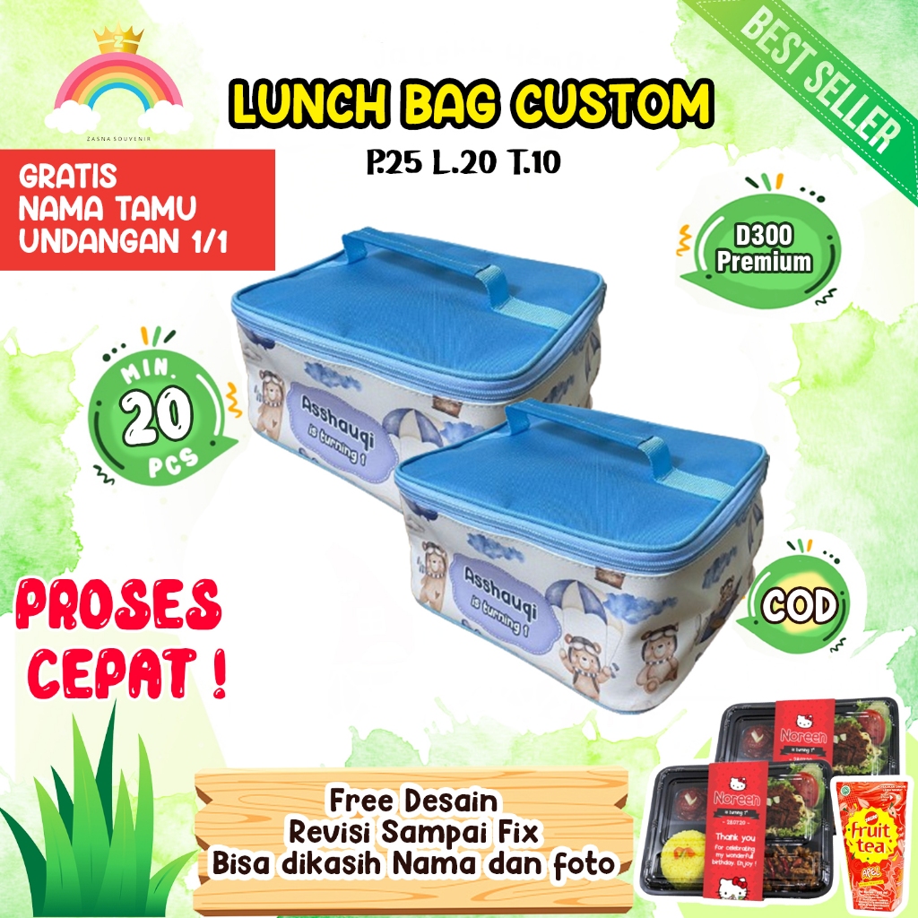 

PROMO LUNCH BAG /TAS ULTAH CUSTOM NAMA/SOUVENIR ULTAH/GOODIE BAG ULANG TAHUN ANAK MURAH TERLARIS