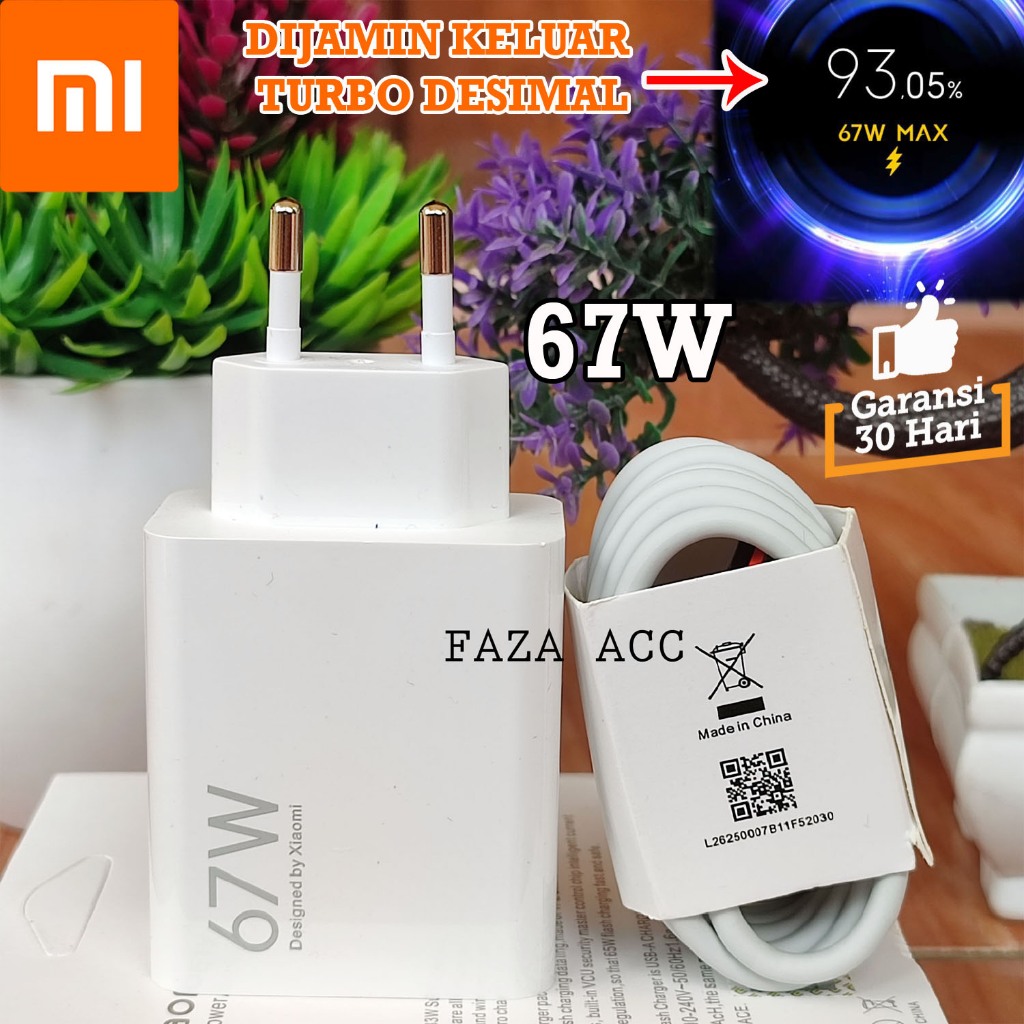 CHARGER XIAOMI REDMI TURBO ORIGINAL ASLI 67 WATT ORI SUPER FAST CHARGING KELUAR DESIMAL DECIMAL DETI