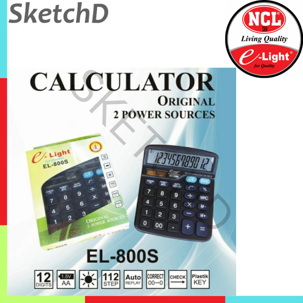 

Kalkulator sedang 12 digit Elight EL 800 s Calculator e light