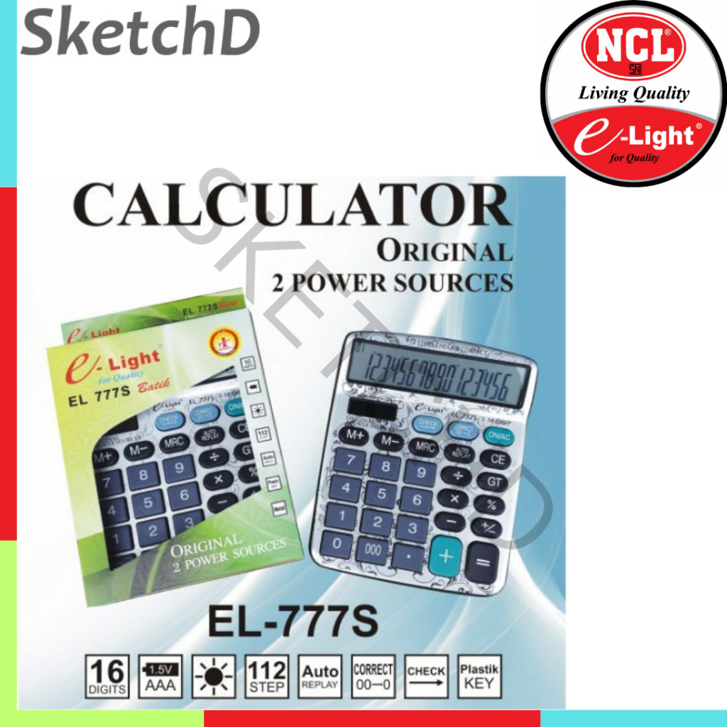 

Kalkulator sedang 16 digit Elight EL 777 S E-light Calculator e light