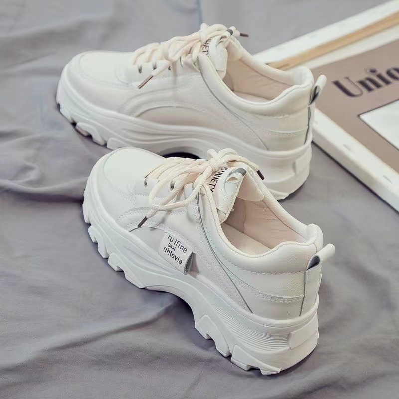 Sepatu Sneakers Wanita Korea Kets Putih Sneakers Fashion Platform Tinggi Terbaru