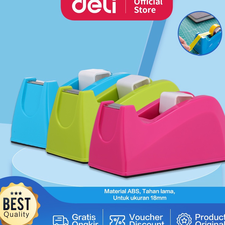 

Paling Keren Deli Tape Dispenser mudah memotong nonslip mudah untuk penggunaan satu tangan E814A