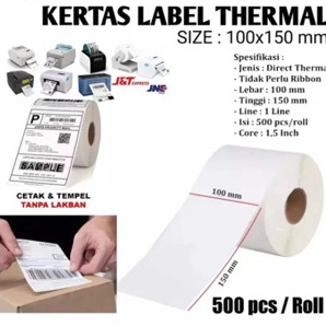 

Top Discount Kertas Thermal ROLL 1x15 mm isi 5 Pcs Label thermal barcode