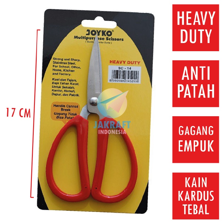 

Super Ngetrends 1 Pcs Gunting Kertas Kain Kardus Tebal JOYKO SC14 Heavy Duty Gagang Empuk Anti Patah