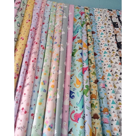 Super Promo Bahan Kain Baju Anak Katun Meteran bunga lebar 24cm