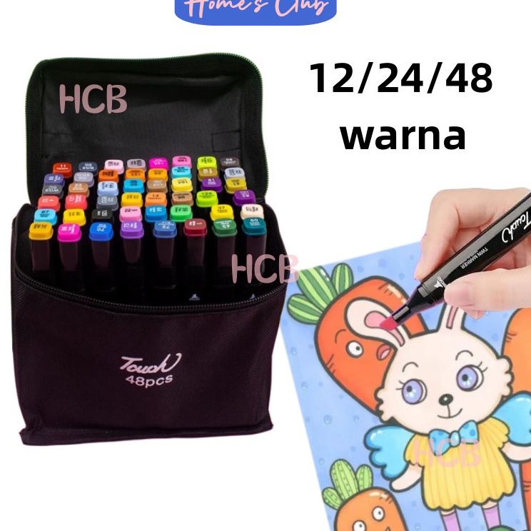 

Garansi Tukar Baru HCB Touch 122448 Color Sketch Pen Universal Spidol Umum General Marker Set Animation Markers Sketsa Spidol Berujung Ganda