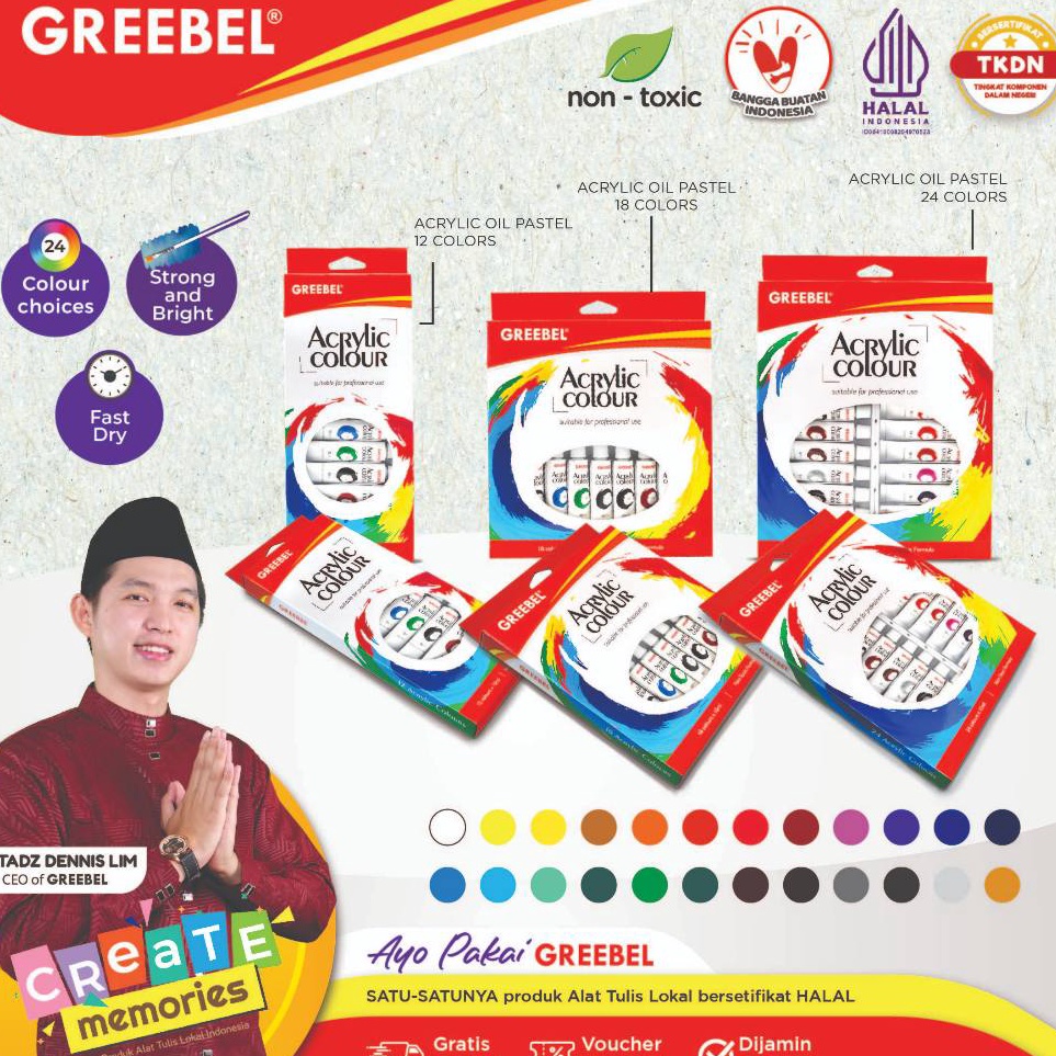 

Specia Sale GREEBEL AKRILIK ACRYLIC PAINTING 1 ML utk anak sekolah melukis art proffesional tdk beracun cerah