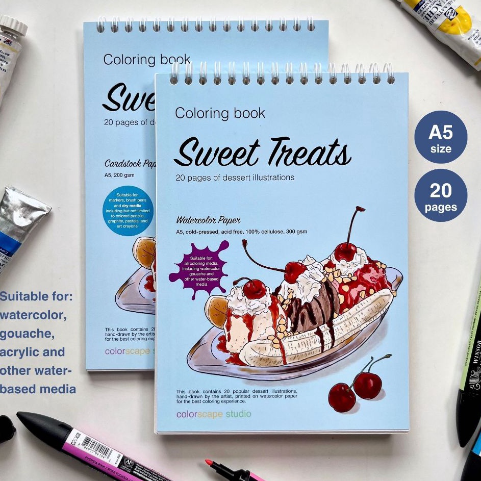 

Murah Belanja Colorscape Watercolor Mixed Media Coloring Book Sweet Treats