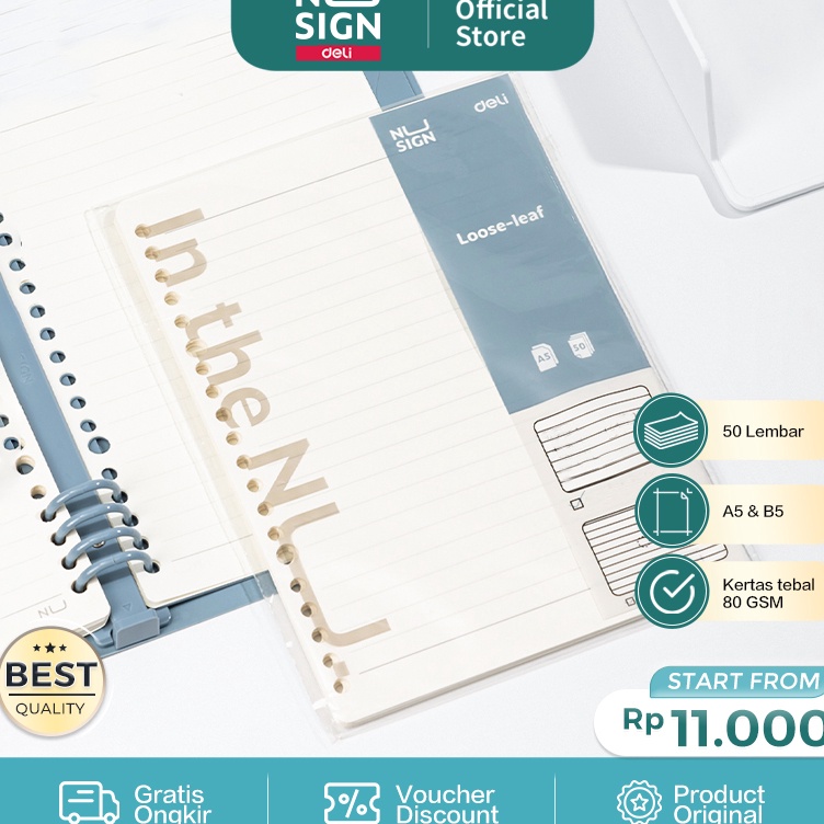 

Good Sale Nusign Looseleaf Notebook Refill Isi Binder A5 B5 Garis Grid Dot 5 Lembar NS31X