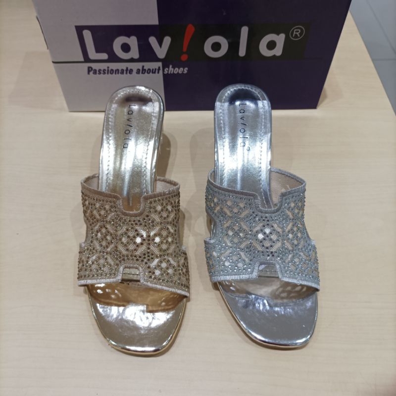 SANDAL PESTA WANITA LAVIOLA HAK KOTAK 3CM