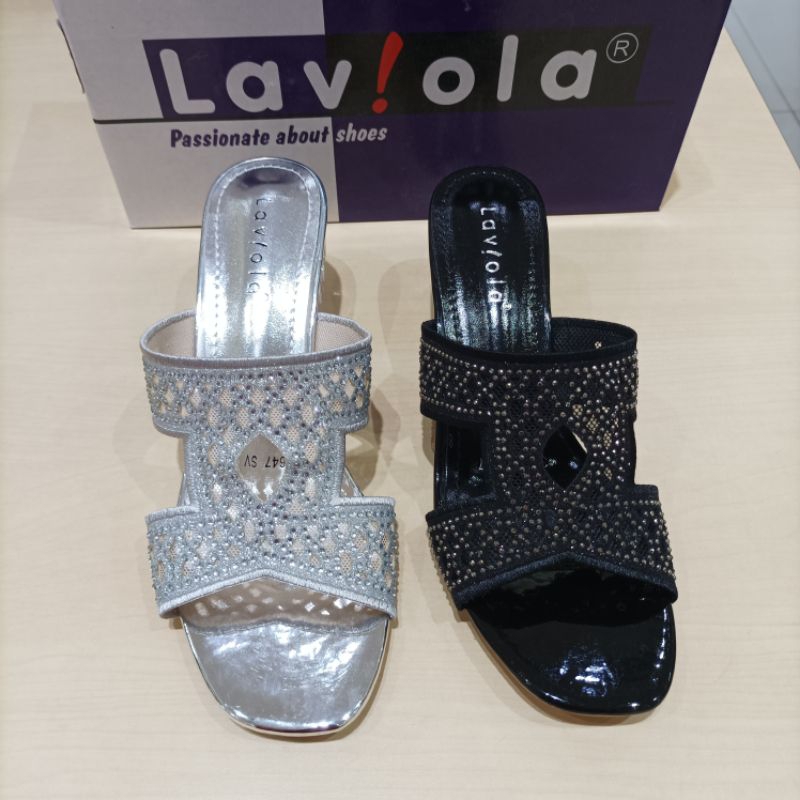 SANDAL PESTA WANITA LAVIOLA HAK KOTAK 3CM