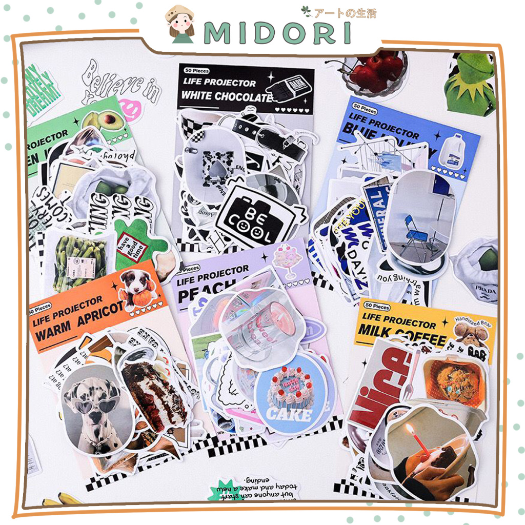 

[MIDORI] 50Pcs LIFE PROJECTOR STICKER DIY Diary Sticker Jurnal BUJO Planner Deco Stiker Hias - B0457
