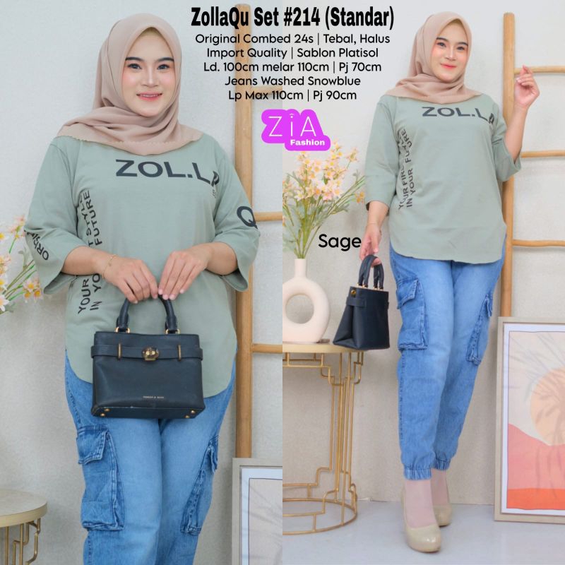 ZIA SET ZOLLAQU 212/SETELAN WANITA ATASAN COMBAD MIX CELANA JEANS