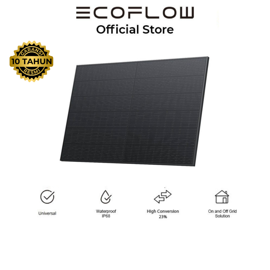 EcoFlow Solar Panel Rigid 400W Panel Surya Papan dan Kokoh IP68 untuk Rumah On-Grid / Off Grid / Hyb