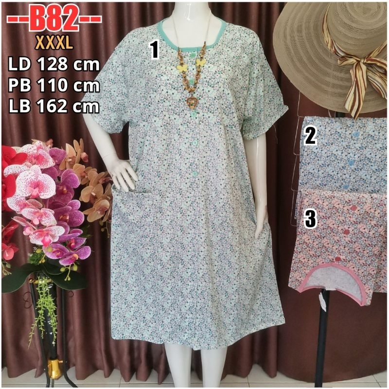 Daster Kaos Jumbo XXXL BKH / Baju Menyusui Busui 5 Kancing Depan 3XL B82