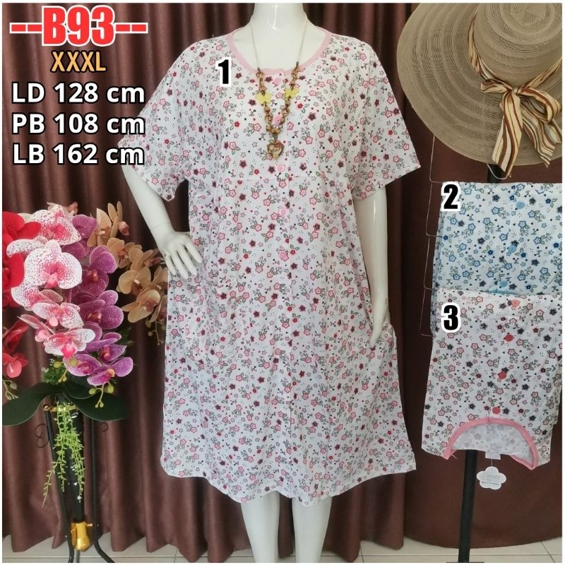 Daster Kaos Jumbo XXXL BKH / Baju Menyusui Busui 5 Kancing Depan 3XL B93
