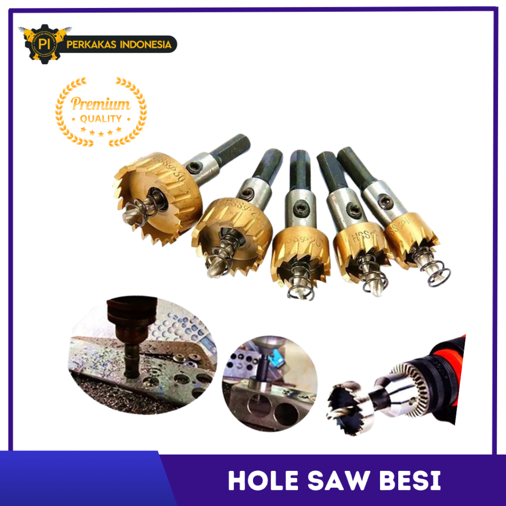 Hole Saw Besi Metal Logam SET Mata Bor Pelubang Besi Aluminium Almini Stainless Alat Lubang Holesaw