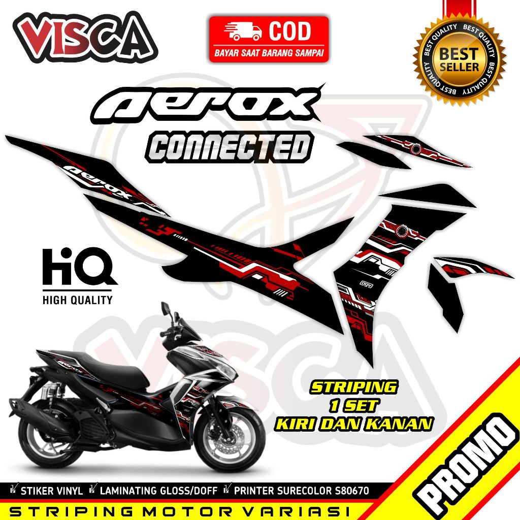 Striping Aerox 155 Connected - Stiker Sticker Striping Variasi Lis Yamaha Aerox 155 Connected - Stri