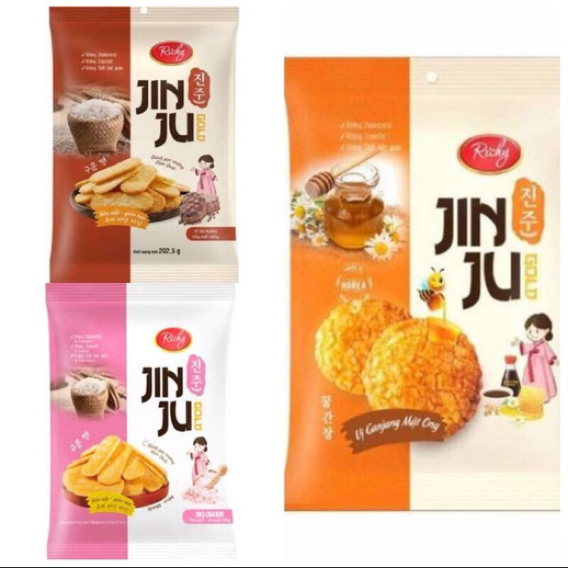 

Richy Jinju Rice Crackers Honey rice crackers Bbq rice crackers sea salt / Rice crackers vietnam 100gr & 134.4gr