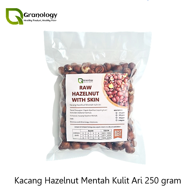 

(RAW) Kacang Hazelnut Kulit Ari Mentah / Raw Hazelnut With Skin - 250 gram