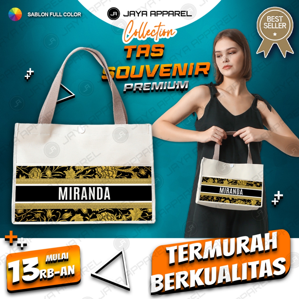 [Custom] Tas Souvenir Sablon-Tas Hampers-Totebag Souvenir Sablon Kastem nama-Tas Wanita
