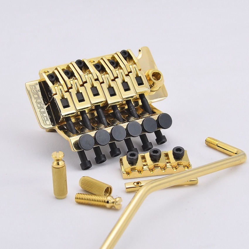 1 Set Emas Asli Asli Jepang Fernandes Guitar Tremolo System Jembatan Aksesori Gitar dengan mur pengu