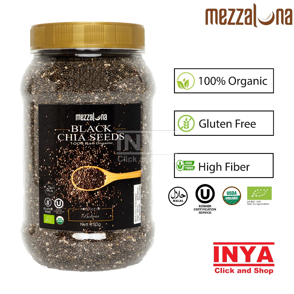 

MEZZALUNA Black Chia Seeds 100% Raw Organic 350gr - Biji Chia Hitam