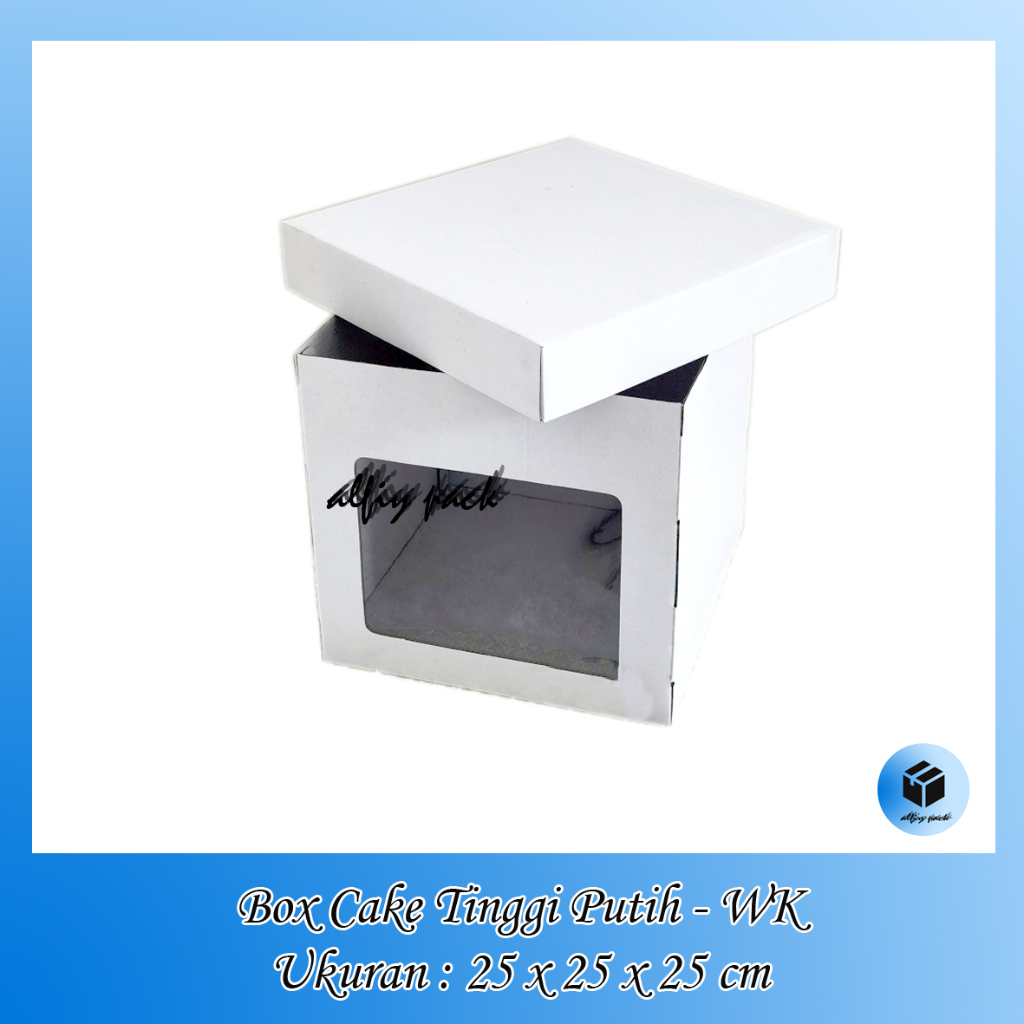

1pack isi 10pcs WHITE TALL CAKE BOX UKURAN 25X25X25 / 25X25X30 CM DUS TINGGI JENDELA MIKA KOTAK KUE ULANG TAHUN BOX BIRTHDAY CAKE TART