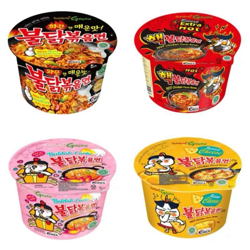 

Samyang Mie Instan Bowl Hot Chicken Ramen Original , Carbonara , Stew Hot , Jjajang 105 Gram