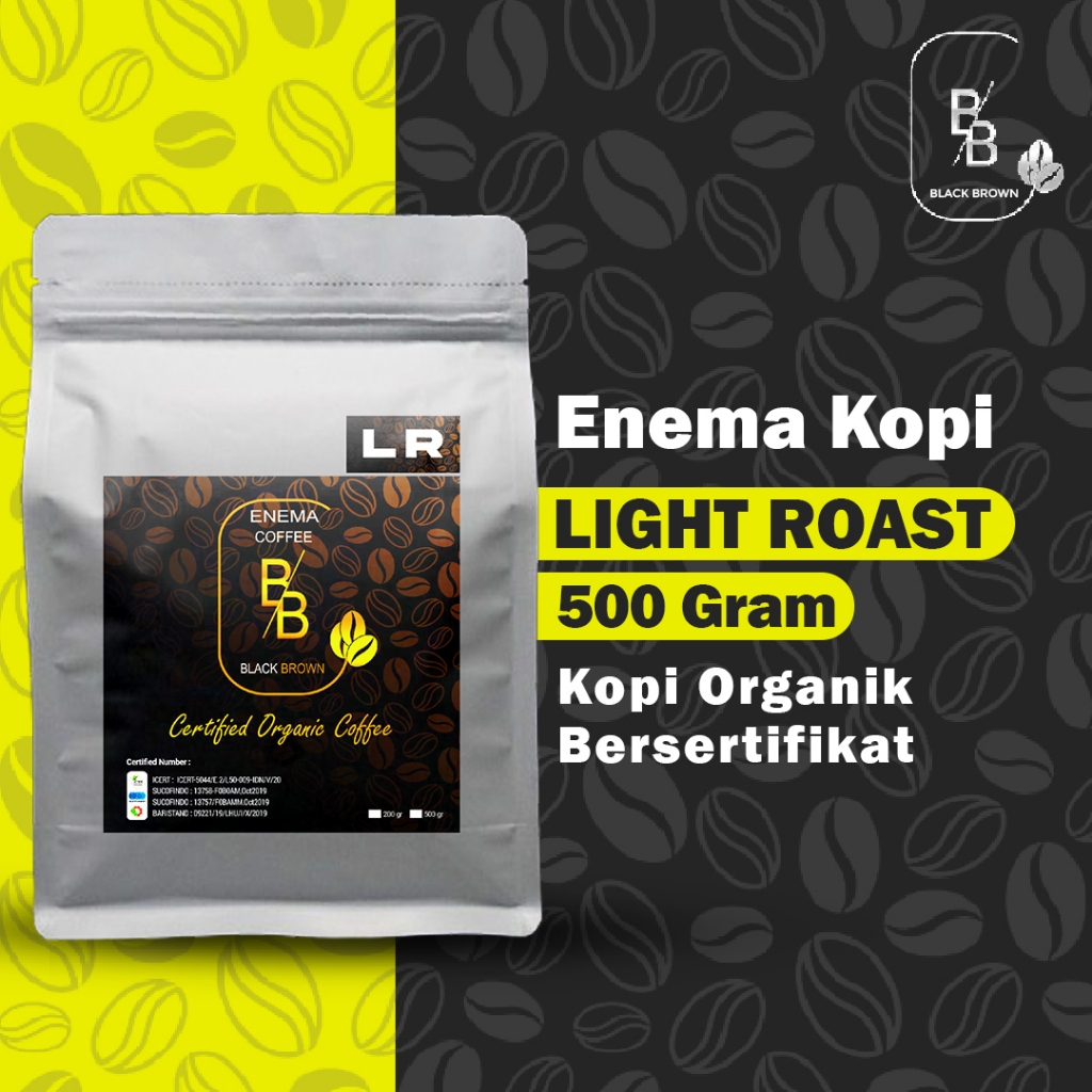 

ENEMA KOPI ORGANIK LIGHT ROAST MURAH BERSERTIFIKAT netto 500 gram