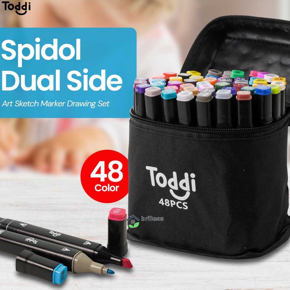 

KODE Y32Z Toddi Spidol Dual Side Fine Art Brush Art Marker Set 1 and 6mm Tip CY6