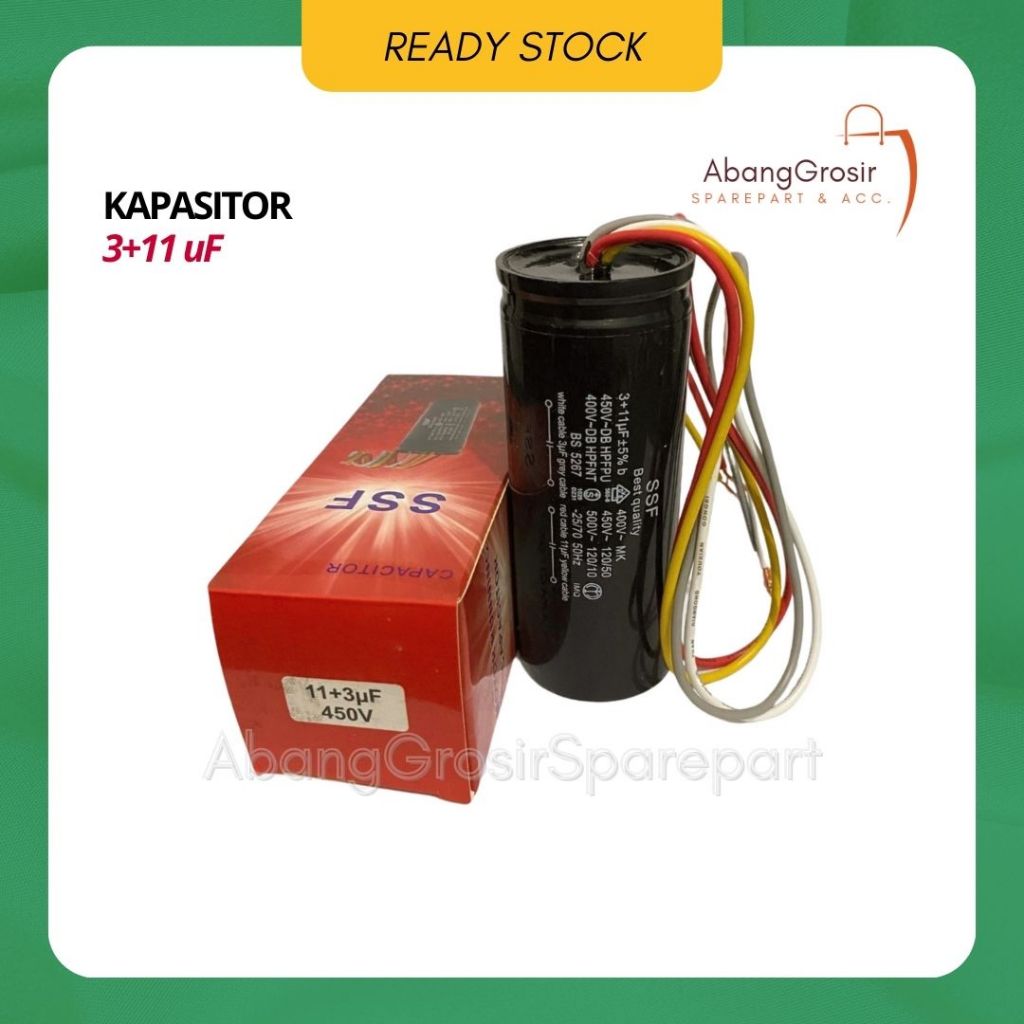 Kapasitor Mesin Cuci 3+11 uf - Kapasitor Double 3+11 Mikro