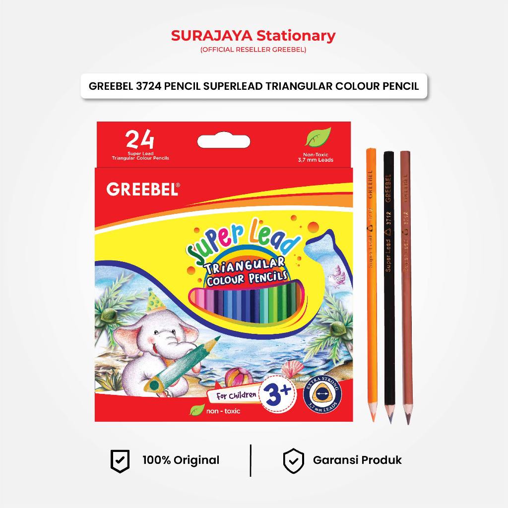 

Pensil Warna GREEBEL 24 Warna Pencil Super Lead Triangular (3724) Coloring Pencil