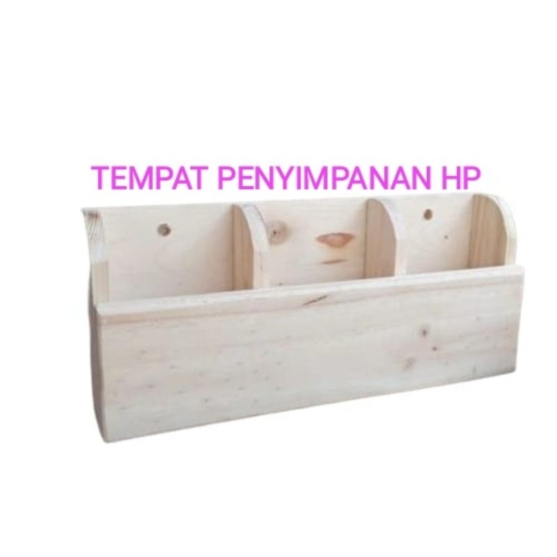 rak dinding kayu penyimpanan hp/remote serbaguna