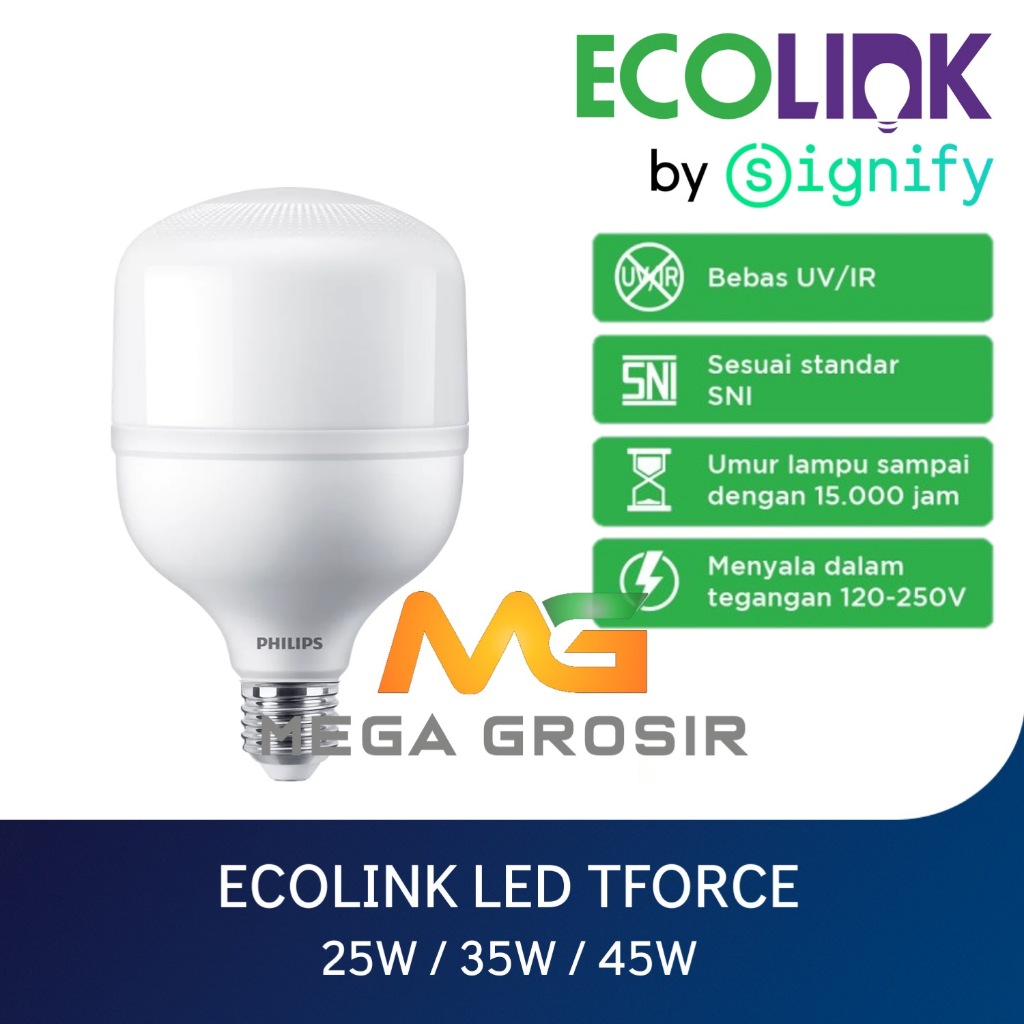 ECOLINK Lampu LED TForce 20W 28W 38W Putih - Bohlam Kapsul Jumbo True Force Hemat Energi Murah