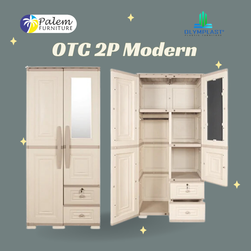 TERMURAH LEMARI PLASTIK 2 PINTU GANTUNG KACA MODERN OLYMPLAST